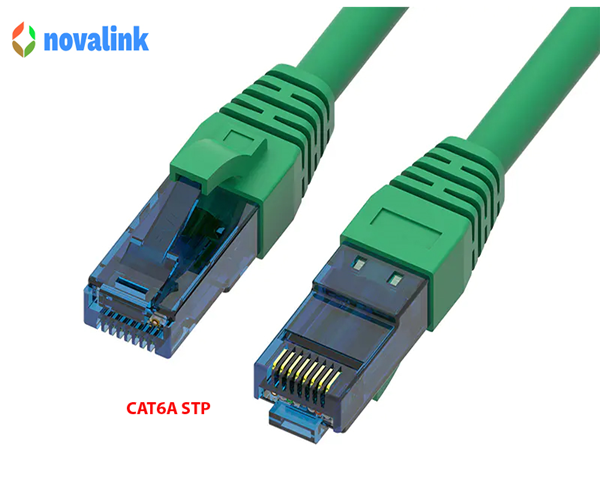 Dây nhảy mạng cat6A STP dài 1m màu xanh là NV-63101A tiết diện 24AWG, 550Mhz tốc độ 10Gb